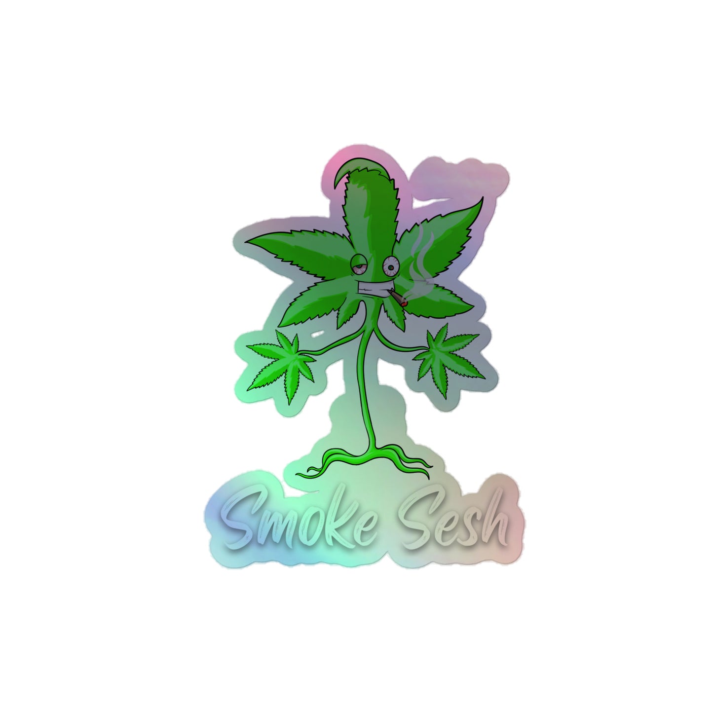 Smoke Sesh Green Crack Holographic stickers