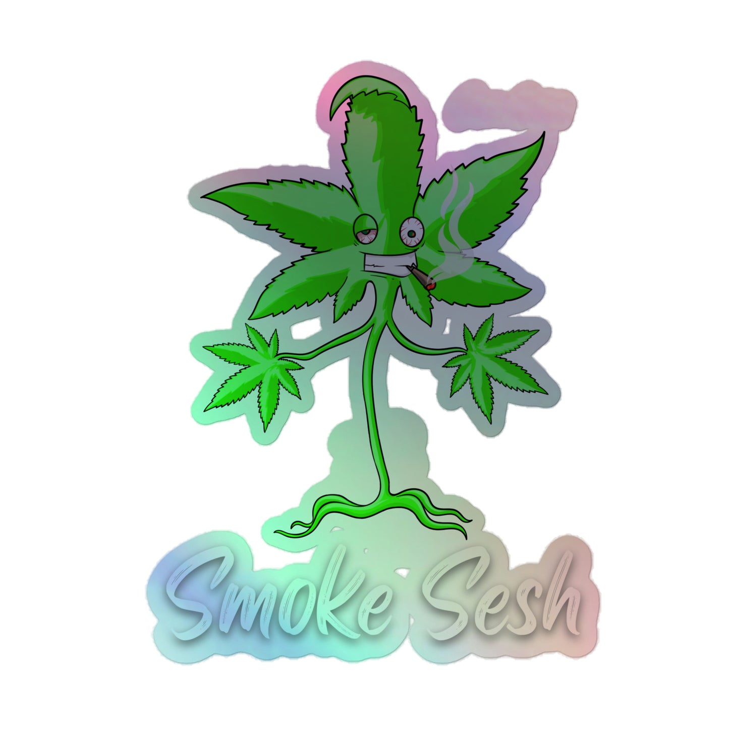 Smoke Sesh Green Crack Holographic stickers