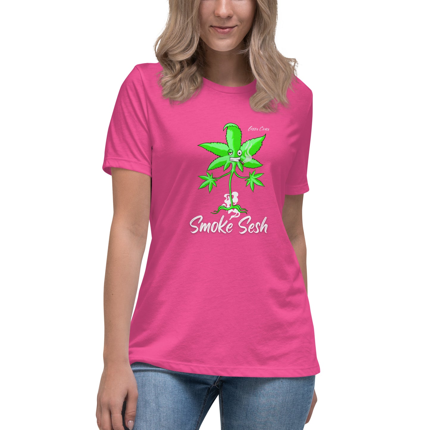 Smoke Sesh Apparel Green Crack Women's Relaxed T-Shirt