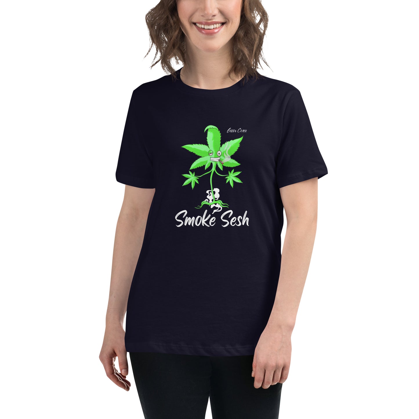 Smoke Sesh Apparel Green Crack Women's Relaxed T-Shirt