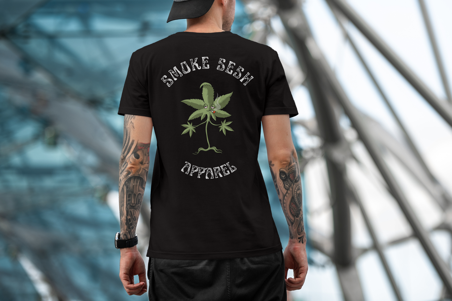 Short Sleeve Smoke Sesh Biker shirt in black